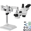 3.5X-90X Simul-Focal Zoom Trinocular Stereo Microscope Dual Arm Boom Stand