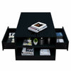 Black LED Wooden Coffee Table With Storage Drawers High Gloss Modern Living Room