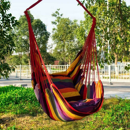Comfort Hanging Hammock Swing Chair Soft Outdoor/Indoor Garden Seat w/2 Pillows.