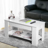 White Wooden Coffee Table Sofa Side Table w/ Lift Up Top Storage Area & Shelf