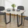 Modern Rectangular Dining Table with Steel Base for 4 People, Light Grey
