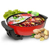 Large Red Multi Hot Pot Cooker Pot Electric Frying Pan with Glass Lid Non-Stick