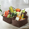 3X Seagrass Woven Storage Wicker Basket Fruit Box Tidy Organiser Resin Hamper UK