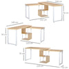 Corner 360° Rotating L-Shaped Computer Desk Writing Table Oak Tone