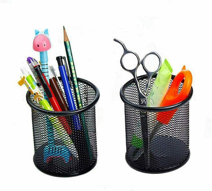 Office Home Pen Pot Ruler Pencil Holder Mesh Storage Desk Stationery Organiser