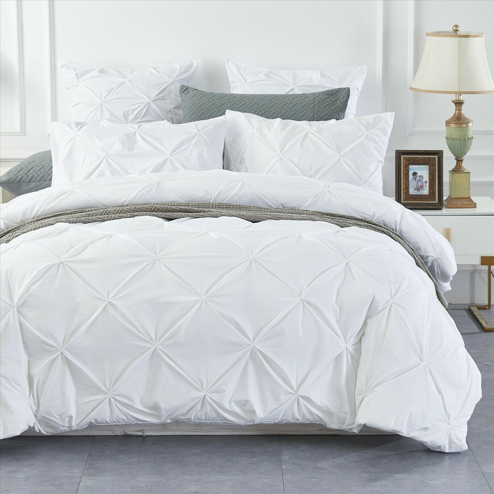 200 TC 100% EGYPTIAN COTTON PINTUCK DUVET COVER BEDDING SET DOUBLE KING SIZE