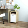 Side Cabinet with Wheels White& Oak 33x38x60 cm Chipboard Organiser