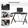 Gaming Desk Computer Table Metal Frame w/ Cup Holder, Headphone Hook, Cable Hole