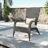 Single Garden Rattan Chair w/Armrest & Cushions Patio In/Outdoor Furniture Grey