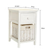Pair of Wooden Bedside Tables Night Stand Cabinet Storage Drawer Wicker Basket.