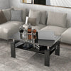 Rectangle Glass Coffee Table With Storage Modern Living Room Furniture Chrome