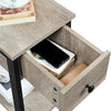 Narrow Side Table 2-Tier End Table w/ Drawer Open Shelf Wood Nightstand Storage