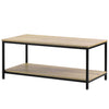 Industrial Coffee Table for Living Room with Storage Shelf Wood Look Metal Frame