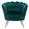 Lotus Seat Velvet Fabric Tub Chair Winged Scallop Shell Back Armchair Metal Legs