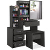 Dressing Table With Drawers Mirror Stool Set Makeup Desk Vanity Table Bedroom