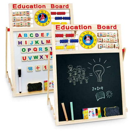 Childrens Educational Activity Drawing Wooden Easel Board Blackboard Whiteboard