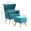 Scallop Back Velvet Armchair Occasional Accent Chair Soft Seat Sofa w/ Footstool