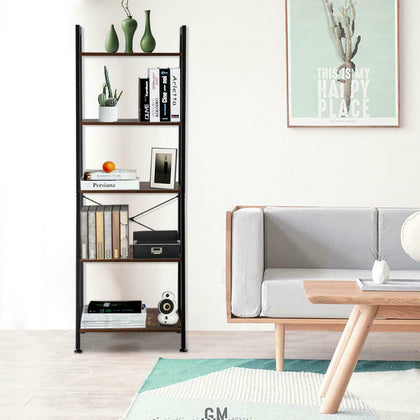 5-Tier Ladder Shelf Bookcase Bookshelf Plant Stand Storage Vintage shelving UK