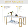 2-Tier Coffee Table Faux Marble Accent Rectangular Cocktail Table Tea Table