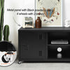 Black Sideboard 3 Door Cupboard Modern Metal Storage Cabinet TV Stand ww/ Wheels