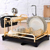 2 Tier Kitchen Dish Drainer Rack with Drip Tray Cutlery Holder Plate Rack Sink