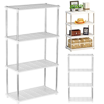 4 Tier Storage Shelving Unit Laundry Bathroom Kitchen Organizer Shelf Rack White