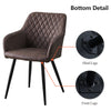 2 Pcs Dining Chairs With Armrests Velvet / PU Cushions Diamond Pattern Backrests