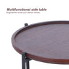 Small Round Coffee Table Sofa Side End Table Tray with Fabric Basket Storage UK