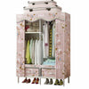 Large Fabric Canvas Wardrobe With Hanging Rail Shelving Clothes Storage Cupboard