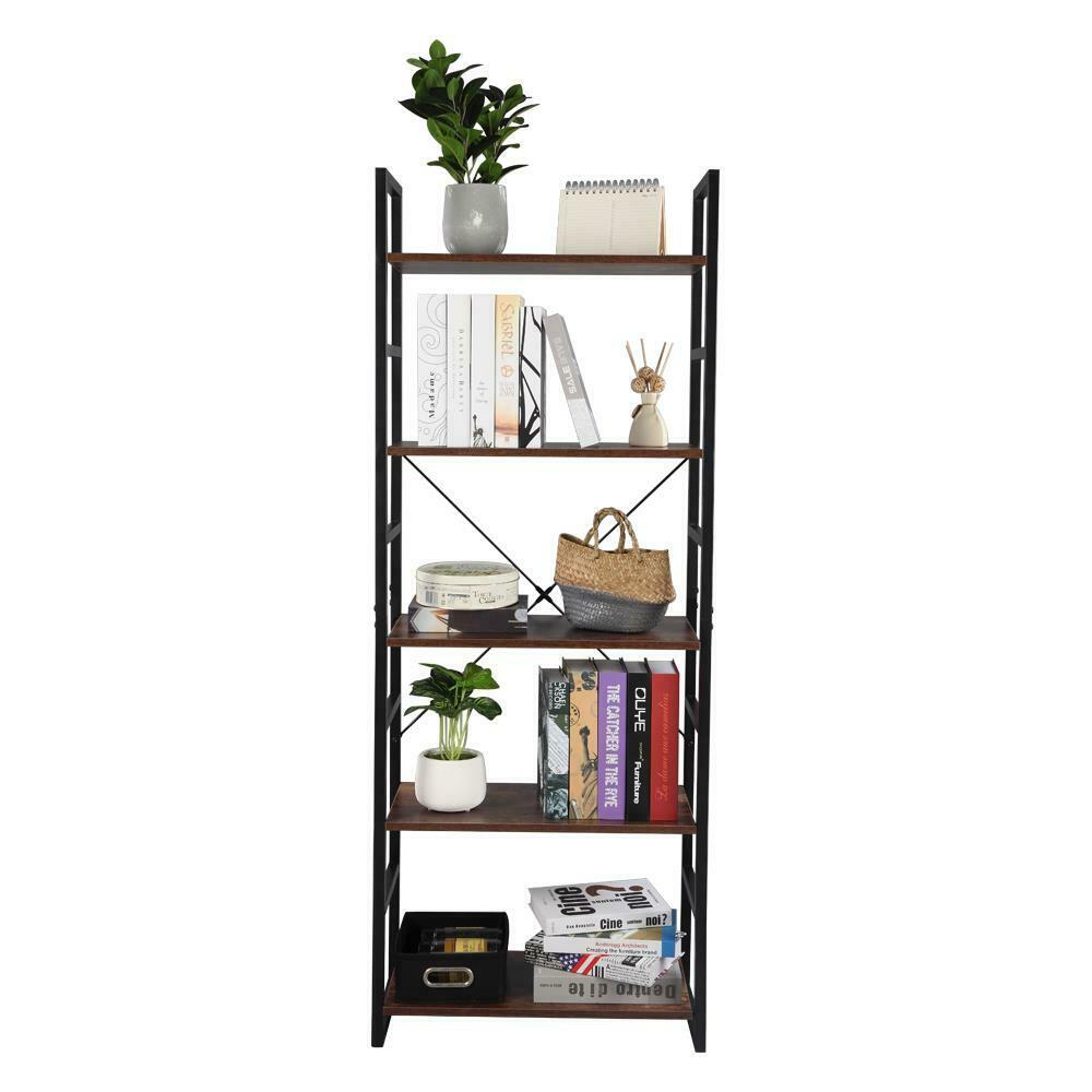 5-Tier Metal Ladder Shelf Bookshelf Storage Rack Plants Display Shelving Unit UK