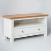 Farrow White TV Unit Stand Small Painted Solid Wood Television Cabinet 90cm Oak