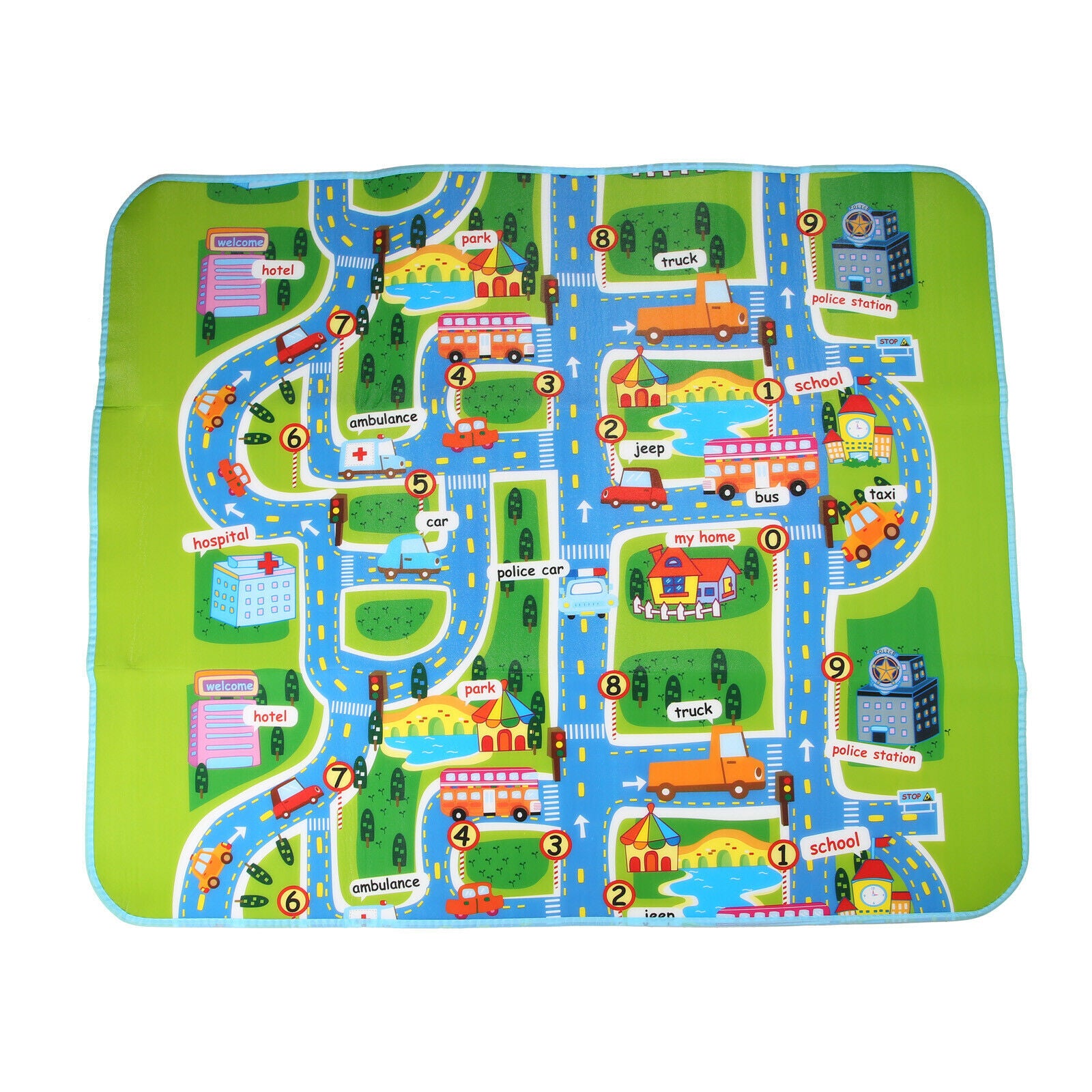 Children's Road Map Kids Play Mat Race Car Rug Runner Nursery Home 130 