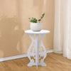 Small White Round Modern Side Table Beside Tea Coffee Lamp Plant Stand Furniture