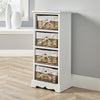 White Wooden Chest of Drawers Storage Unit Willow Wicker Baskets Organisers