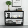 3-Tier Console Table X-design Wooden Hall Desk Side End Table W/ Shelf Black