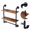 Floating Wall Shelf Industrial Pipe Bathroom Double Rustic Shelf with Towel Rail