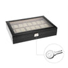 Mens 24 Grids Leather Watch Display Case Jewelry Collection Storage Holder Box