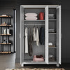 Matte Grey 3 Door Wardrobe Storage Cupboard with Shelves Rail Bedroom Furniture