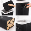 Bamboo laundry hamper clothes storage foldable basket organizer bag lid single