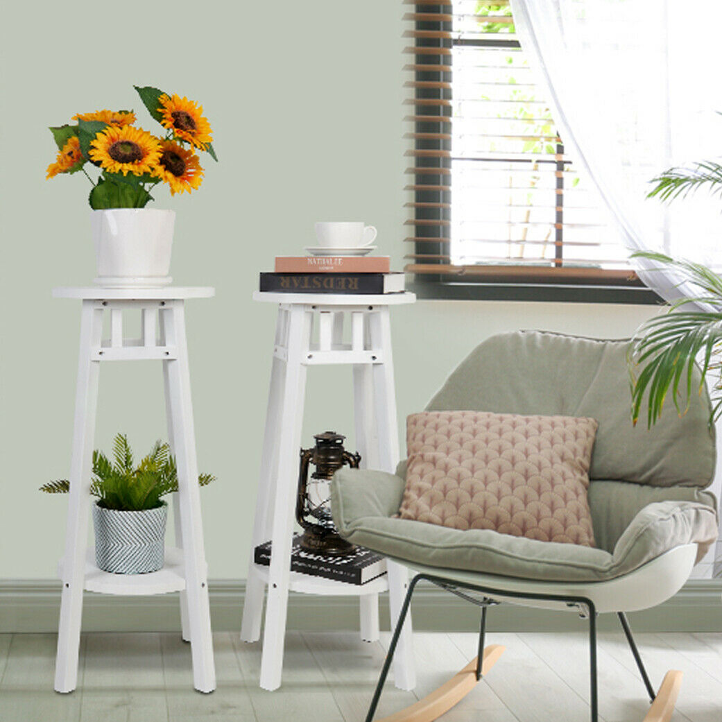 31" Tall Bedside Tables Narrow White Nightstand with Shelf Slim Hallway Table x2