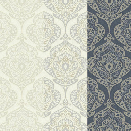 Grandeco Beheme Life Damask Pattern Glitter Textured Wallpaper