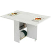 Mobile Drop Leaf Kitchen Dining Table Folding Desk w/ 6 wheels Storage Shleves