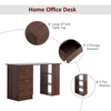 Brown Computer Desk 3 Drawer Storage Shelves Home Office Workstation Study Table