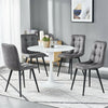 Small Round Dining Table and 2/4 Faux Suede Fabric Chairs Black Legs Kitchen Set