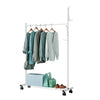 Metal Clothes Hanging Rail Coat Shoe Stand Rack Heavy Duty Shelf With Wheels