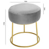Round Vanity Bedroom Velvet Dressing Table Chair Stool Pouffe Metal Golden Leg