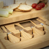 Bamboo Cheese Cutting Board Set Wooden w/4 Knives Charcuterie Meat Serving Tray