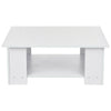 2 Tier Coffee End/Side Table Modern White Design with Storage Shelf Living Room