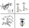 Victorian Chrome Bathroom Sink Twin Tap Bath Filler Shower Mixer Basin Mixer Set