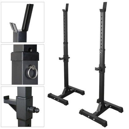 Gym Squat Rack Stands Adjustable Barbell Heavy Duty Weight Bench Support Stand